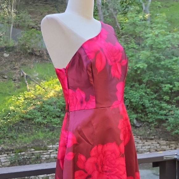 NWOT $250 BOSTON PROPER ONE SHOULDER ROSE PRINT GOWN DRESS IN PINK MULTI SIZE 10 - Picture 4 of 9